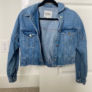 Zara oversized crop denim jacket size S